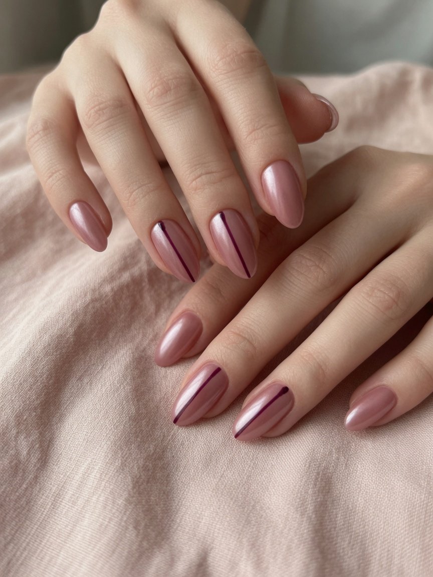 Satin dusty rose almond nails