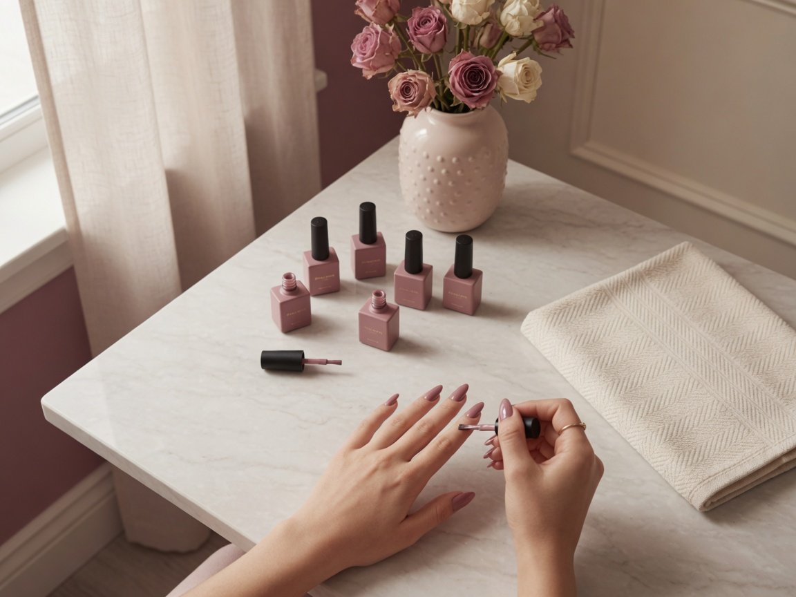 Dusty rose manicure at Ongles Organic Vaudreuil